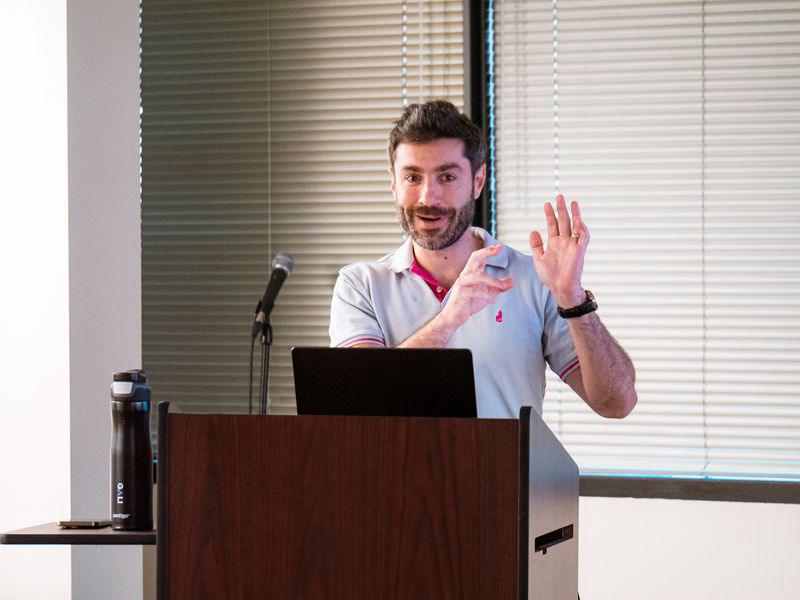 Presenter at the podium during a session